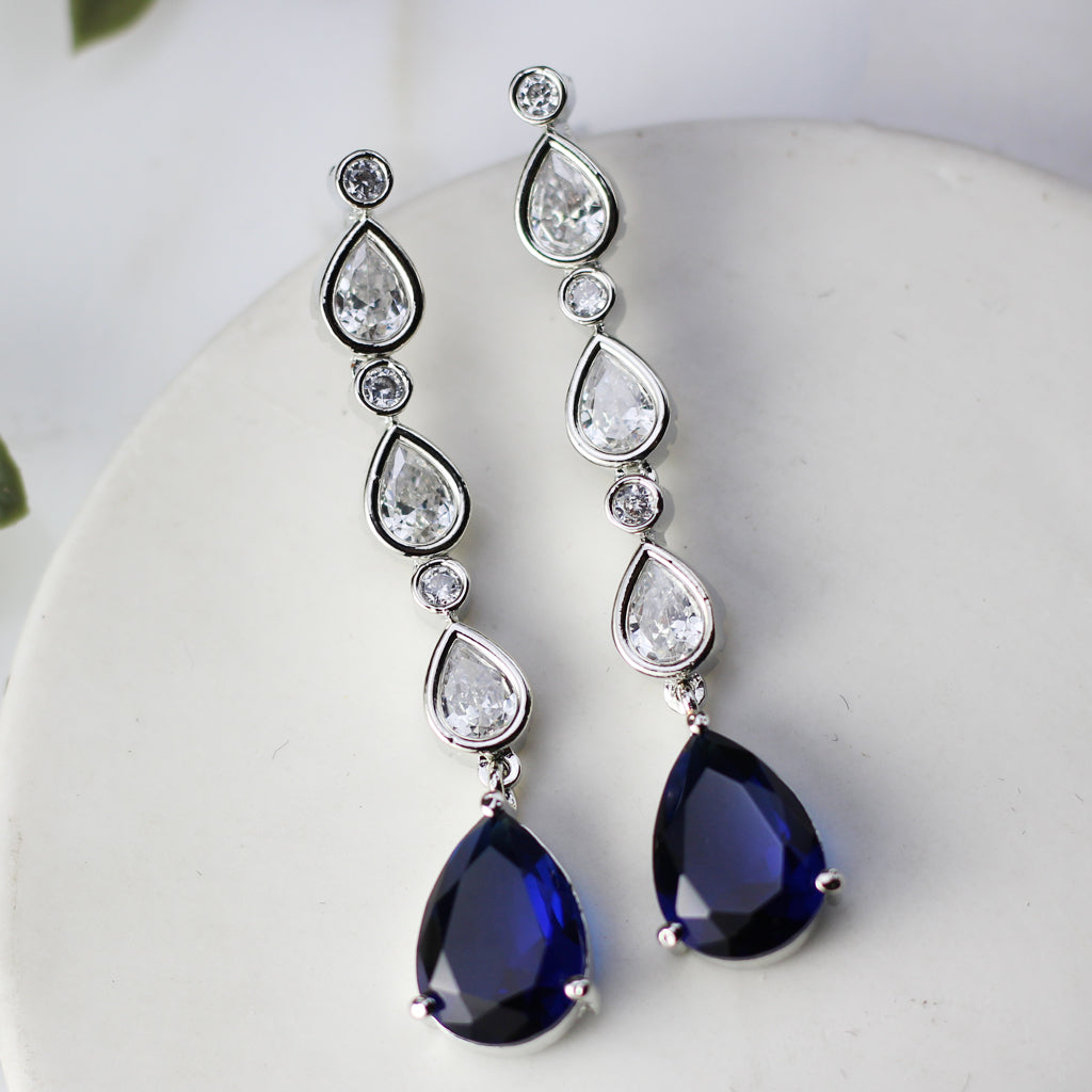 Blue Kundan Drop Earring - Rabal
