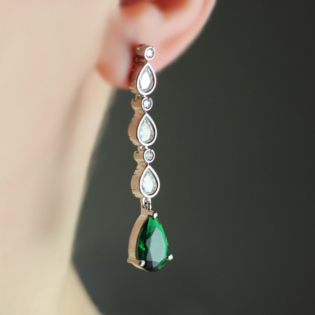 Green Kundan Drop Earring - Rabal