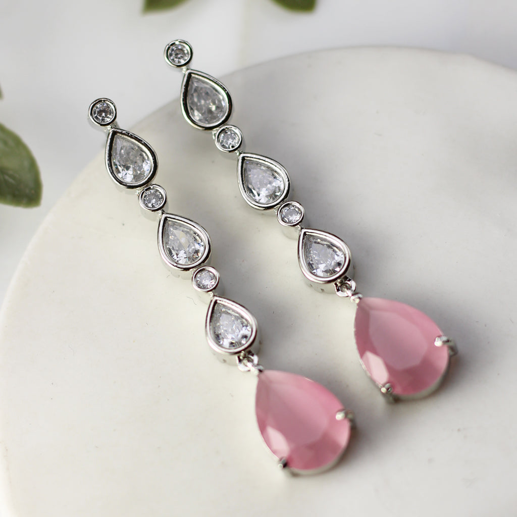Pink Kundan Drop Earring - Rabal