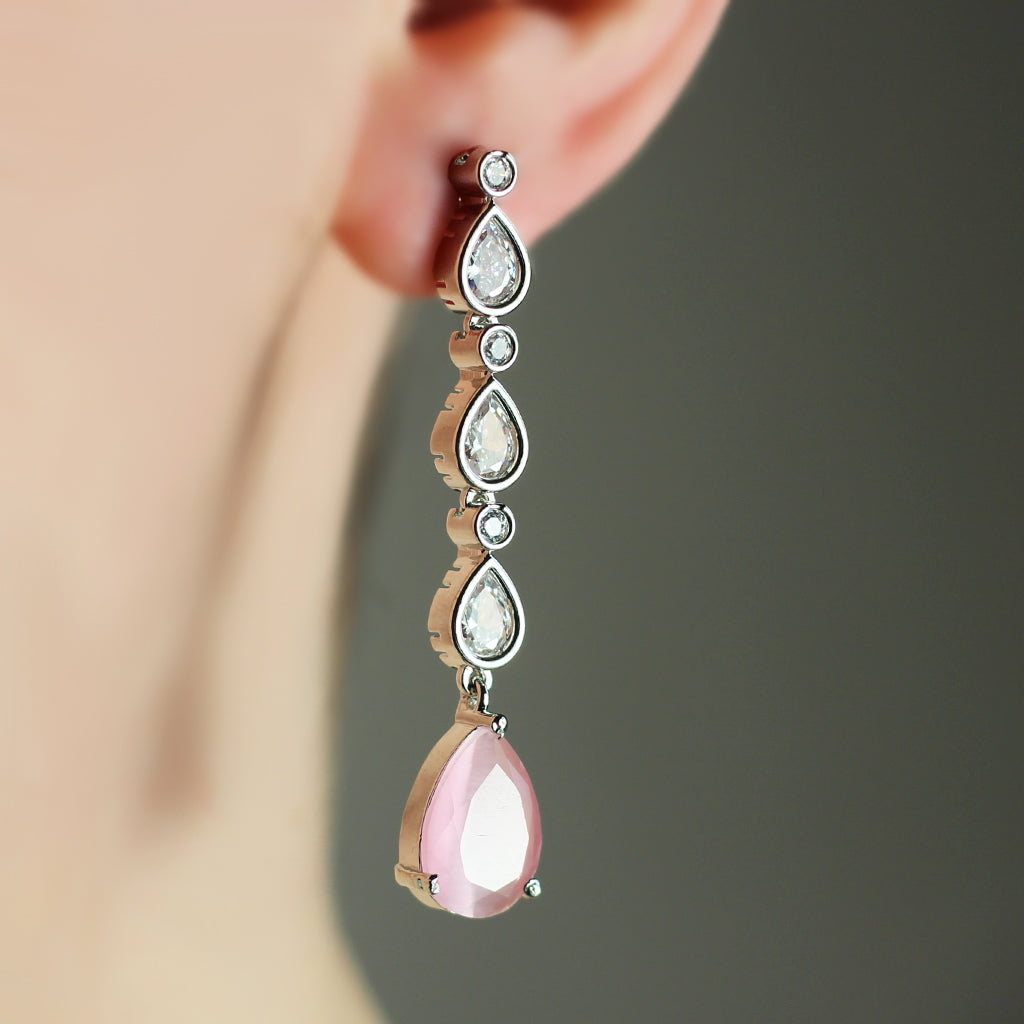 Pink Kundan Drop Earring - Rabal