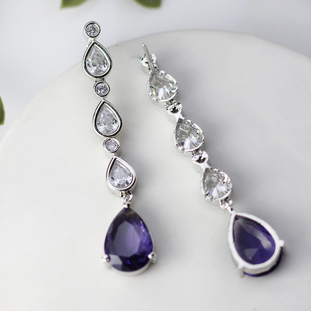 Purple Kundan Drop Earring - Rabal