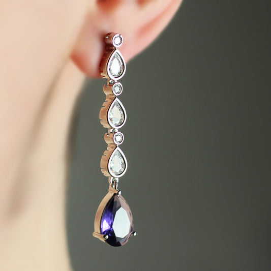 Purple Kundan Drop Earring - Rabal
