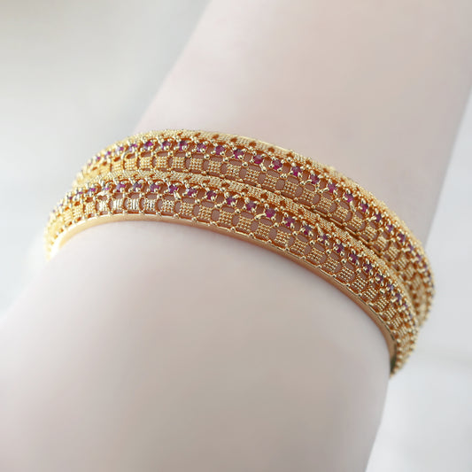Ruby Statement Bangle Pair I Choorian