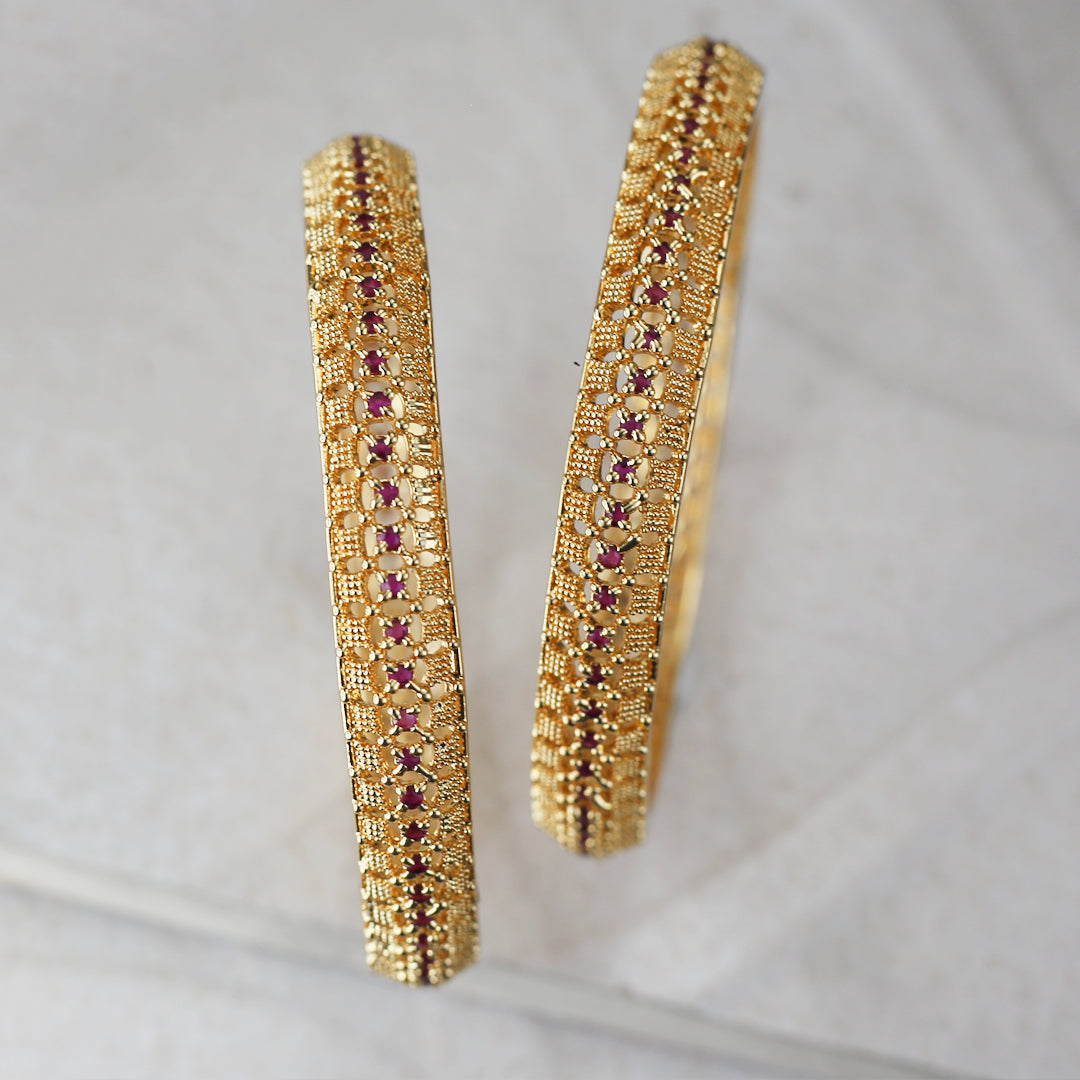 Ruby Statement Bangle Pair I Choorian