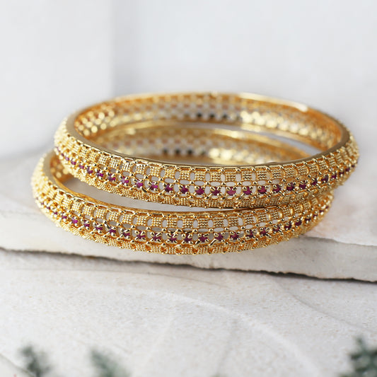 Ruby Statement Bangle Pair I Choorian