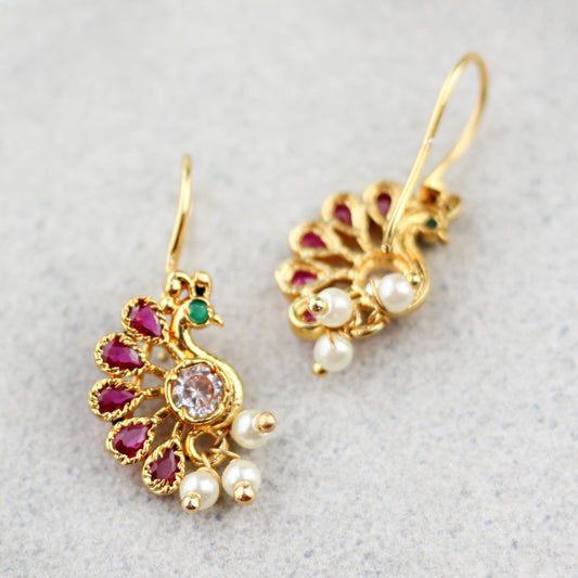 Multicolour Peacock Dangle Earring - Rabal
