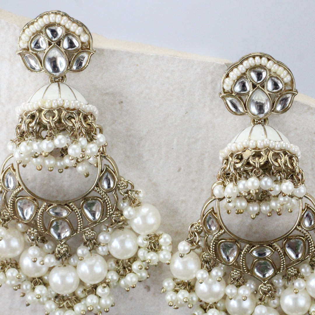 Enamel White Drop Earring - Rabal