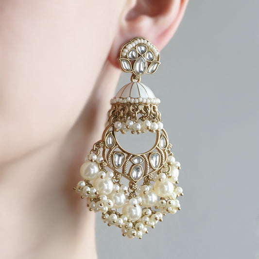 Enamel White Drop Earring - Rabal