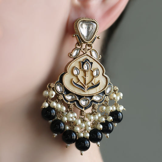 Enamel Black Drop Earring