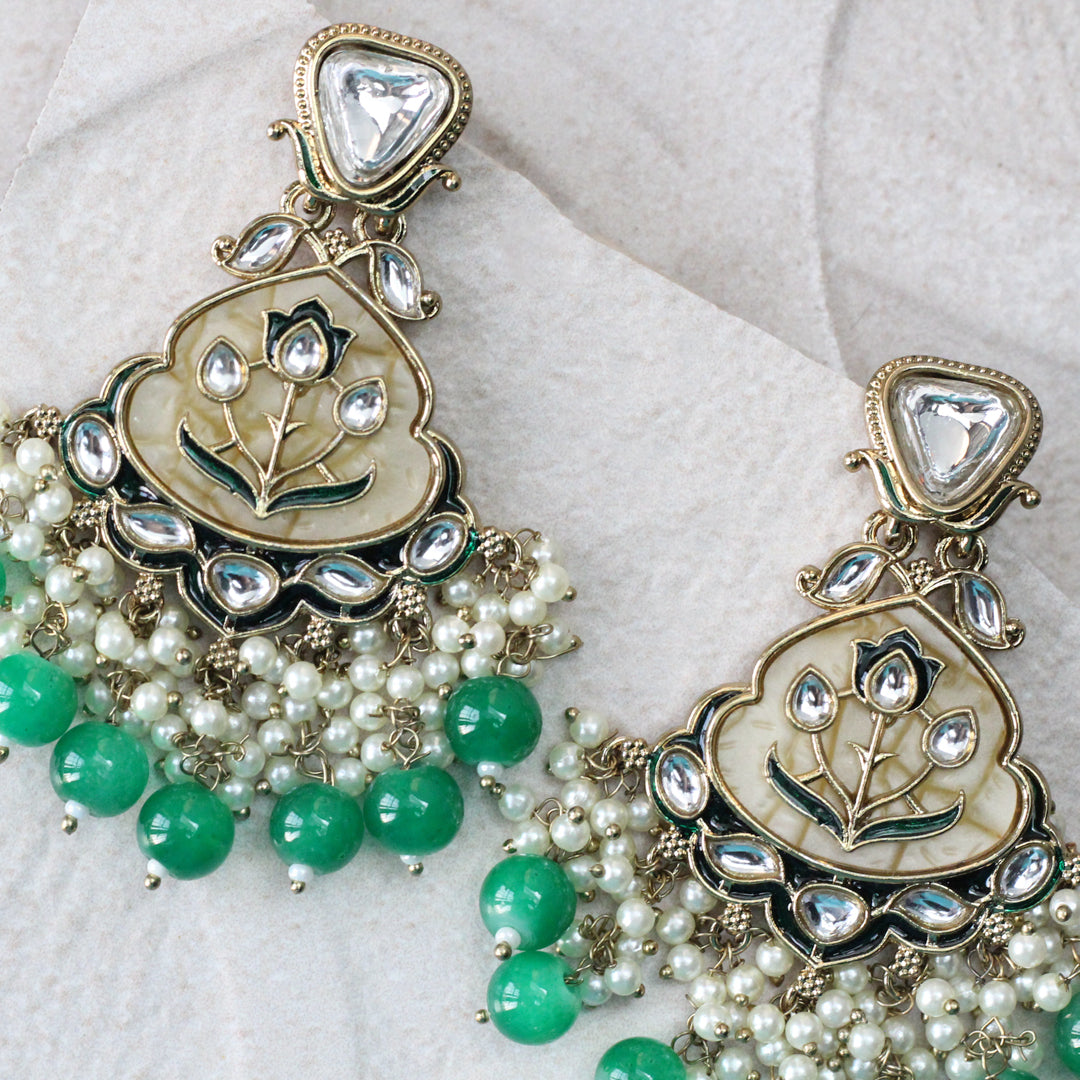 Enamel Green Drop Earring