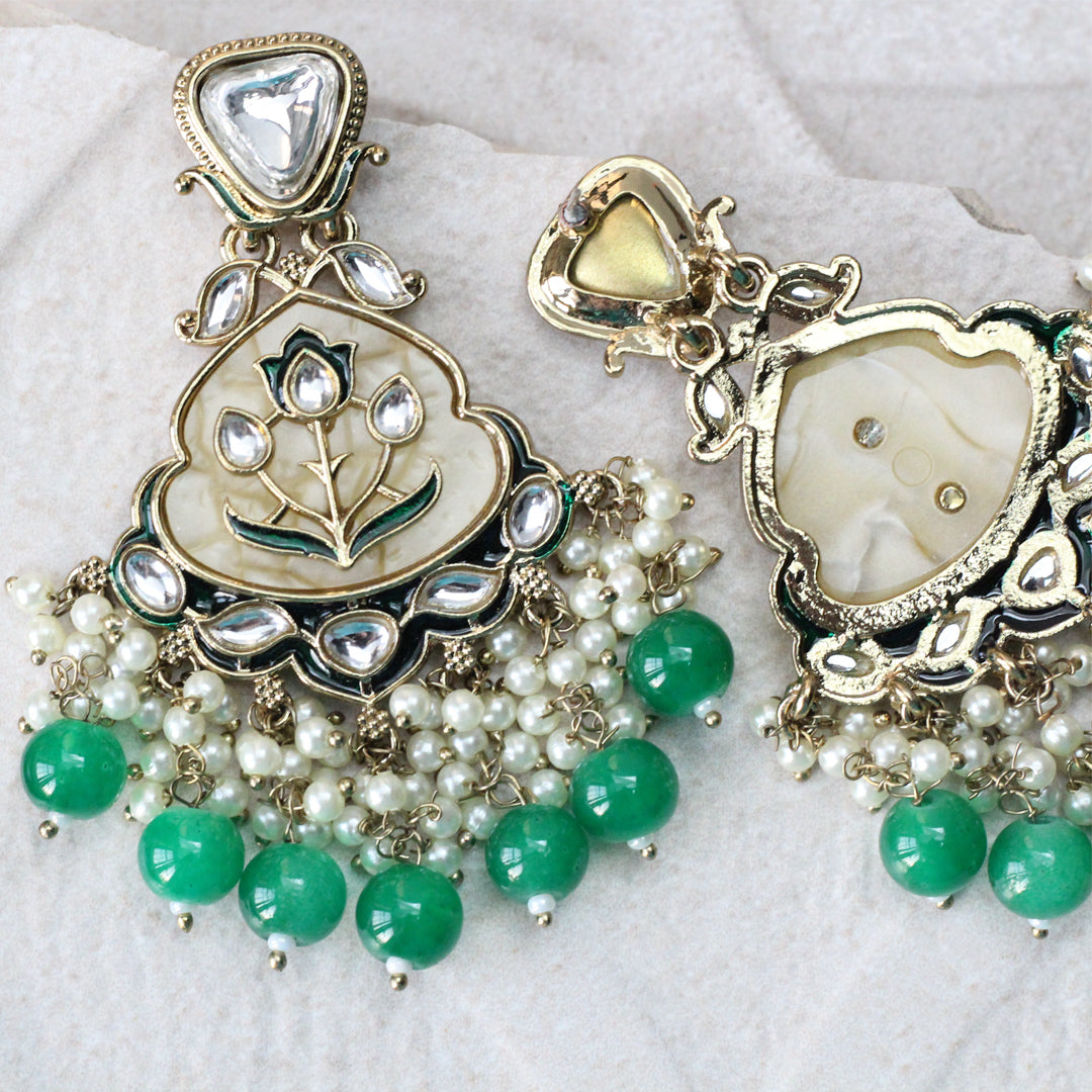 Enamel Green Drop Earring