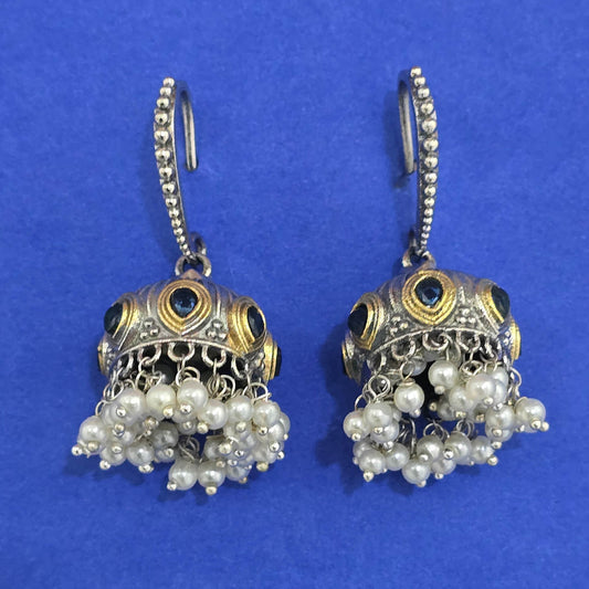 Tribal Hook Jhumke I Blue I Earring