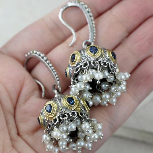 Tribal Hook Jhumke I Blue I Earring