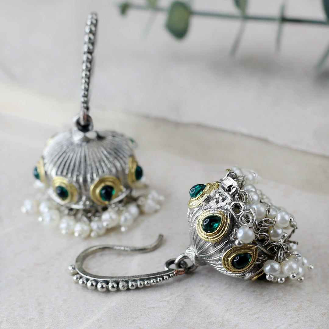 Tribal Hook Jhumke I Green I Earring