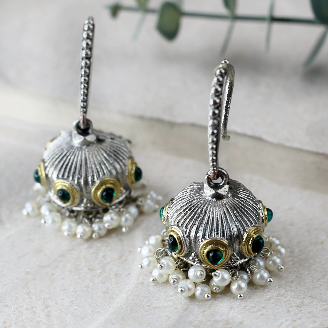 Tribal Hook Jhumke I Green I Earring