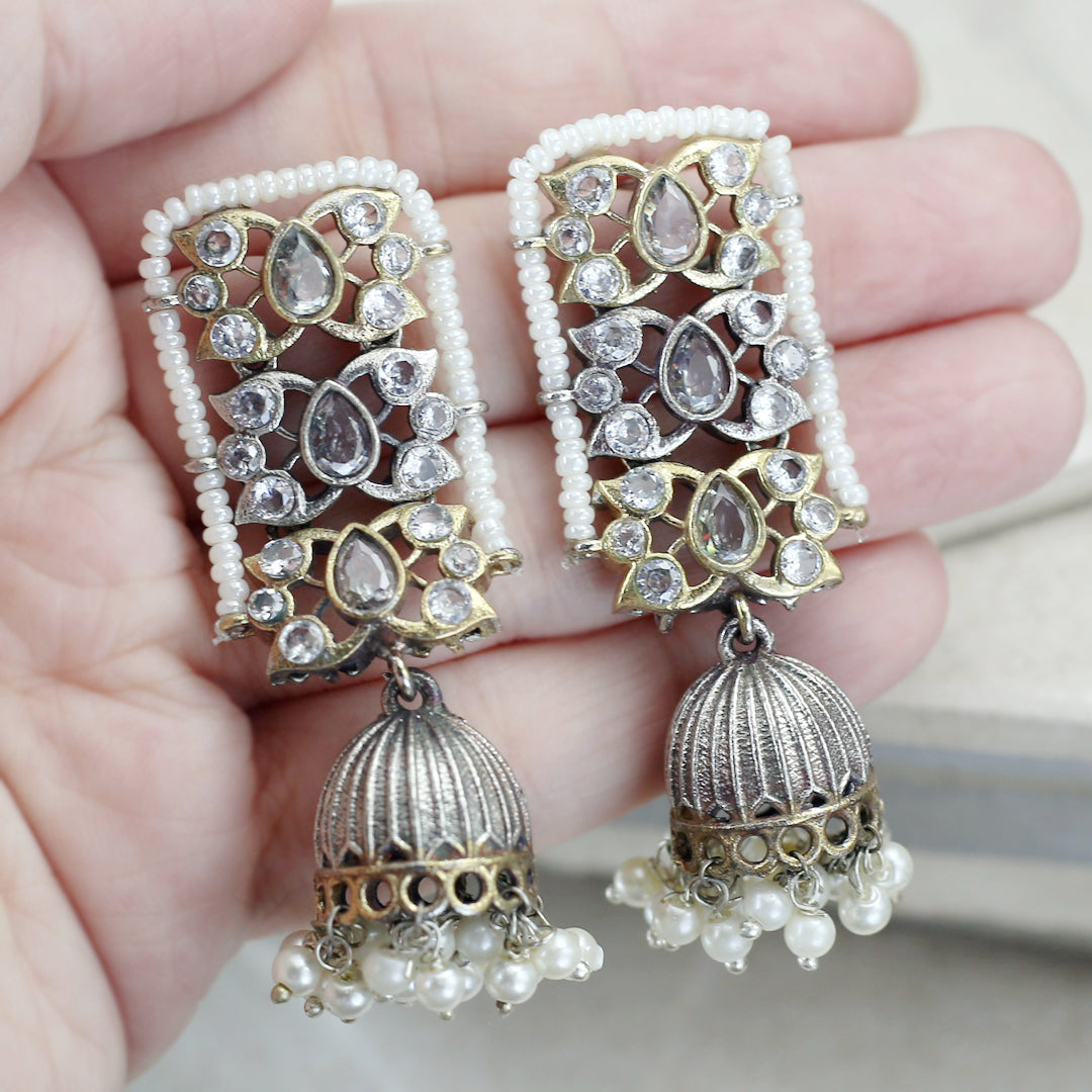 Tribal Pearl Jhumke I White I Earring