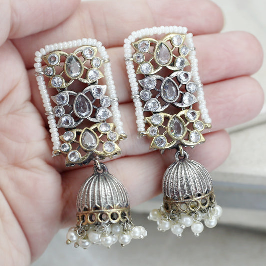 Tribal Pearl Jhumke I White I Earring