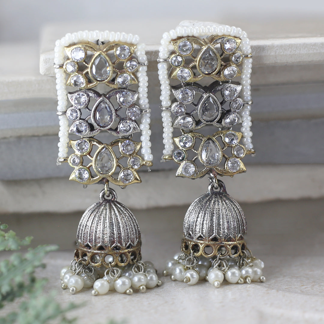 Tribal Pearl Jhumke I White I Earring