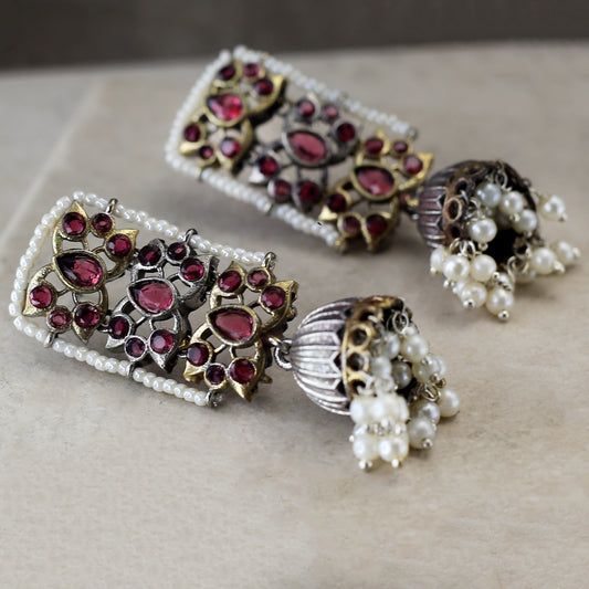Tribal Pearl Jhumke I Ruby I Earring