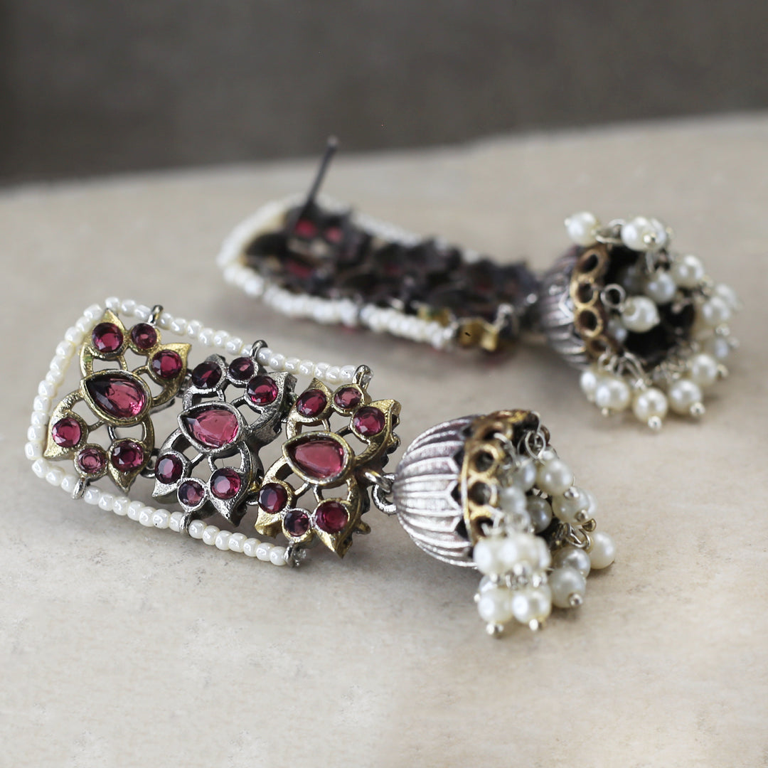 Tribal Pearl Jhumke I Ruby I Earring