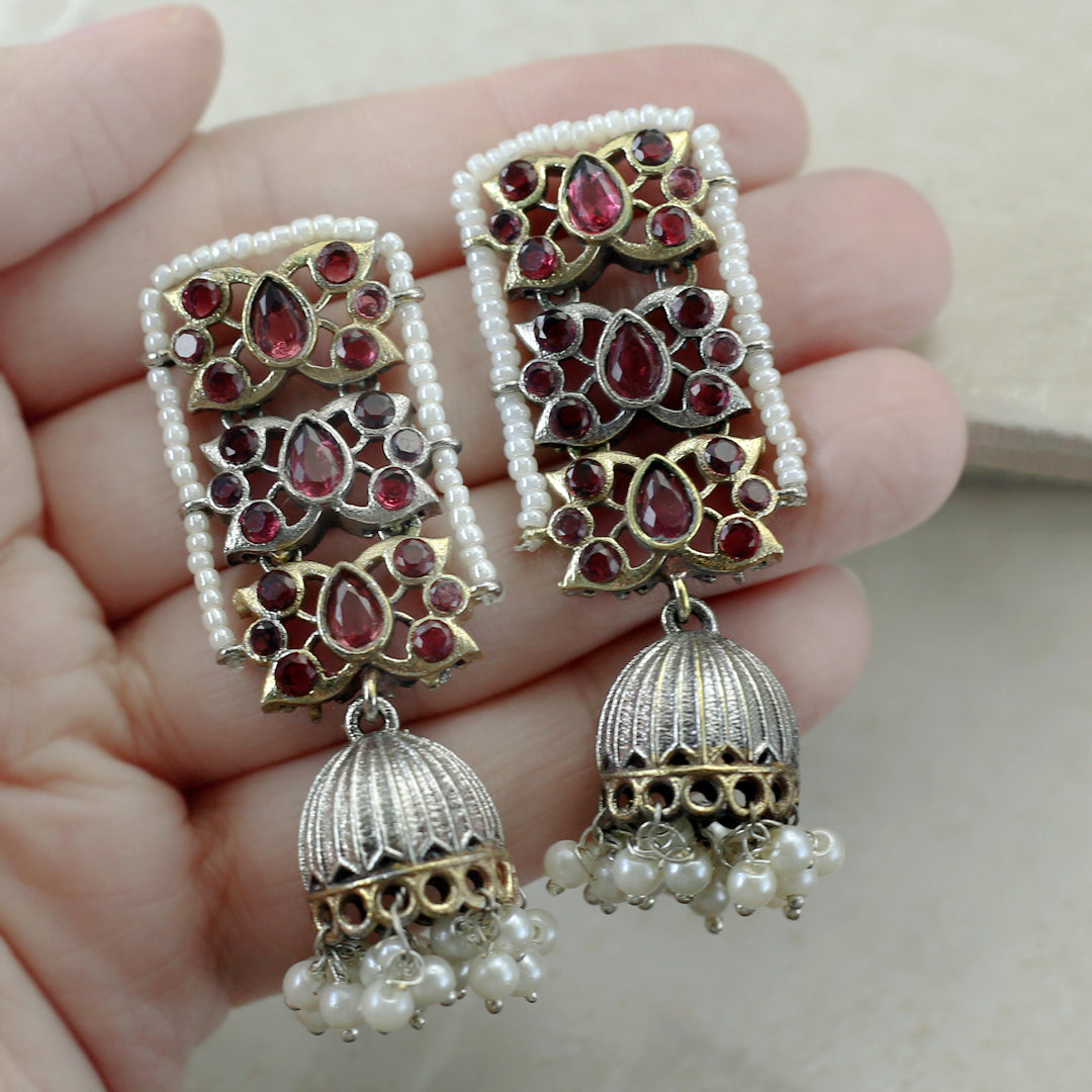 Tribal Pearl Jhumke I Ruby I Earring