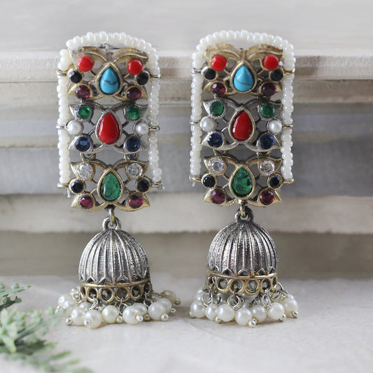 Tribal Pearl Jhumke I Multicolour I Earring