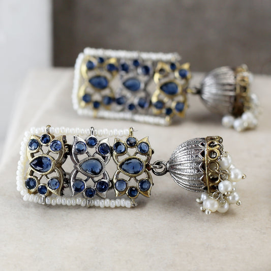 Tribal Pearl Jhumke I Blue I Earring