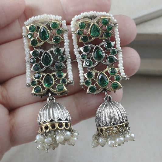 Tribal Pearl Jhumke I Green I Earring