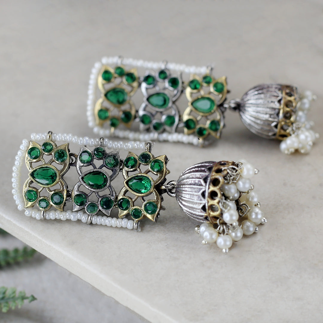 Tribal Pearl Jhumke I Green I Earring