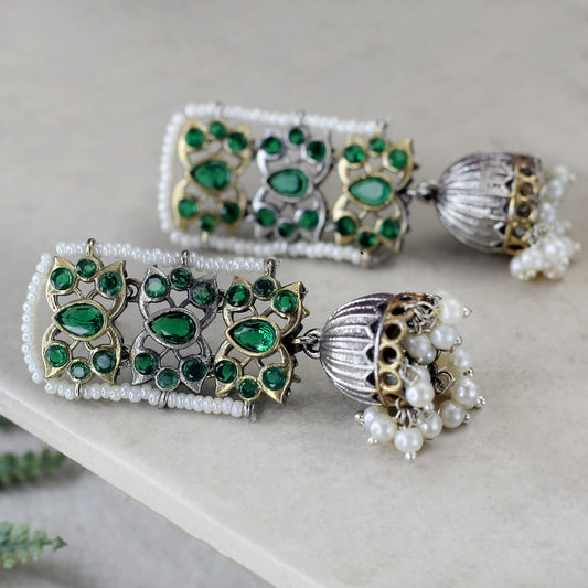Tribal Pearl Jhumke I Green I Earring