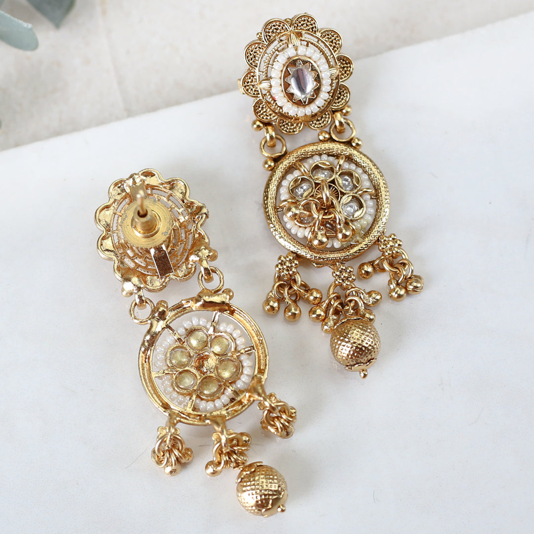 Flower White Drop Earring