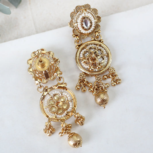 Flower White Drop Earring