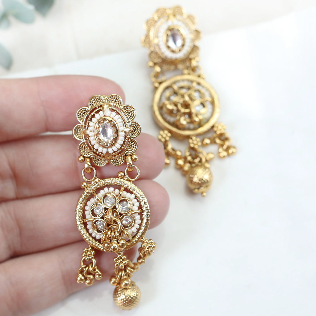 Flower White Drop Earring