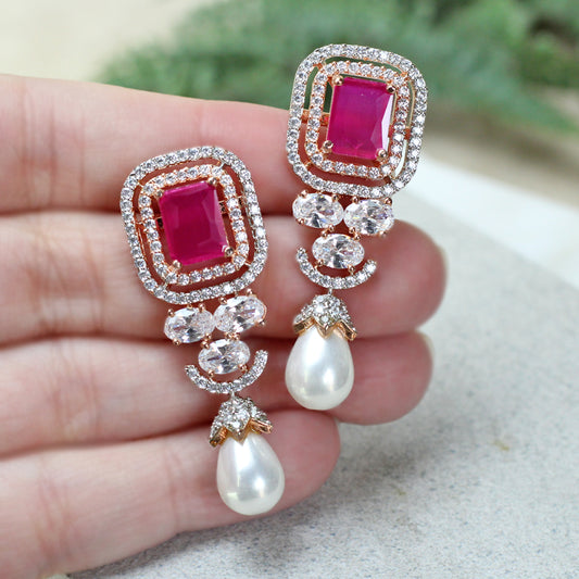 Ruby Statement Zircon Drop Earring