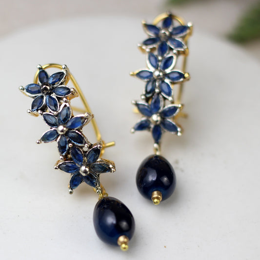 Blue Floral Dangle Earring