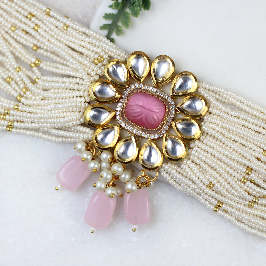 Pink Statement Kundan Choker