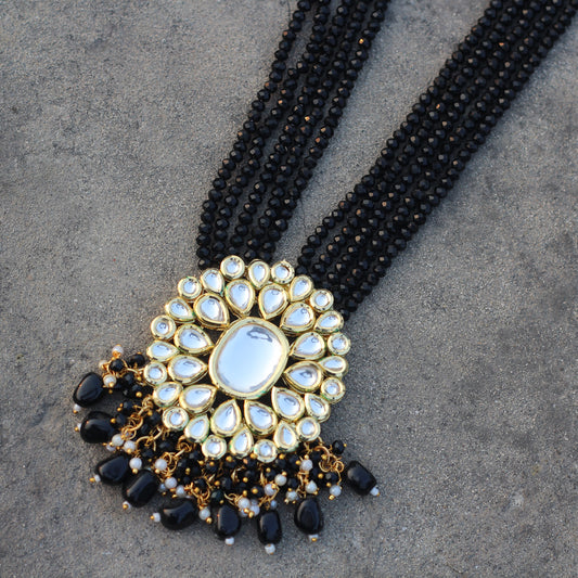 Black Kundan Long Mala