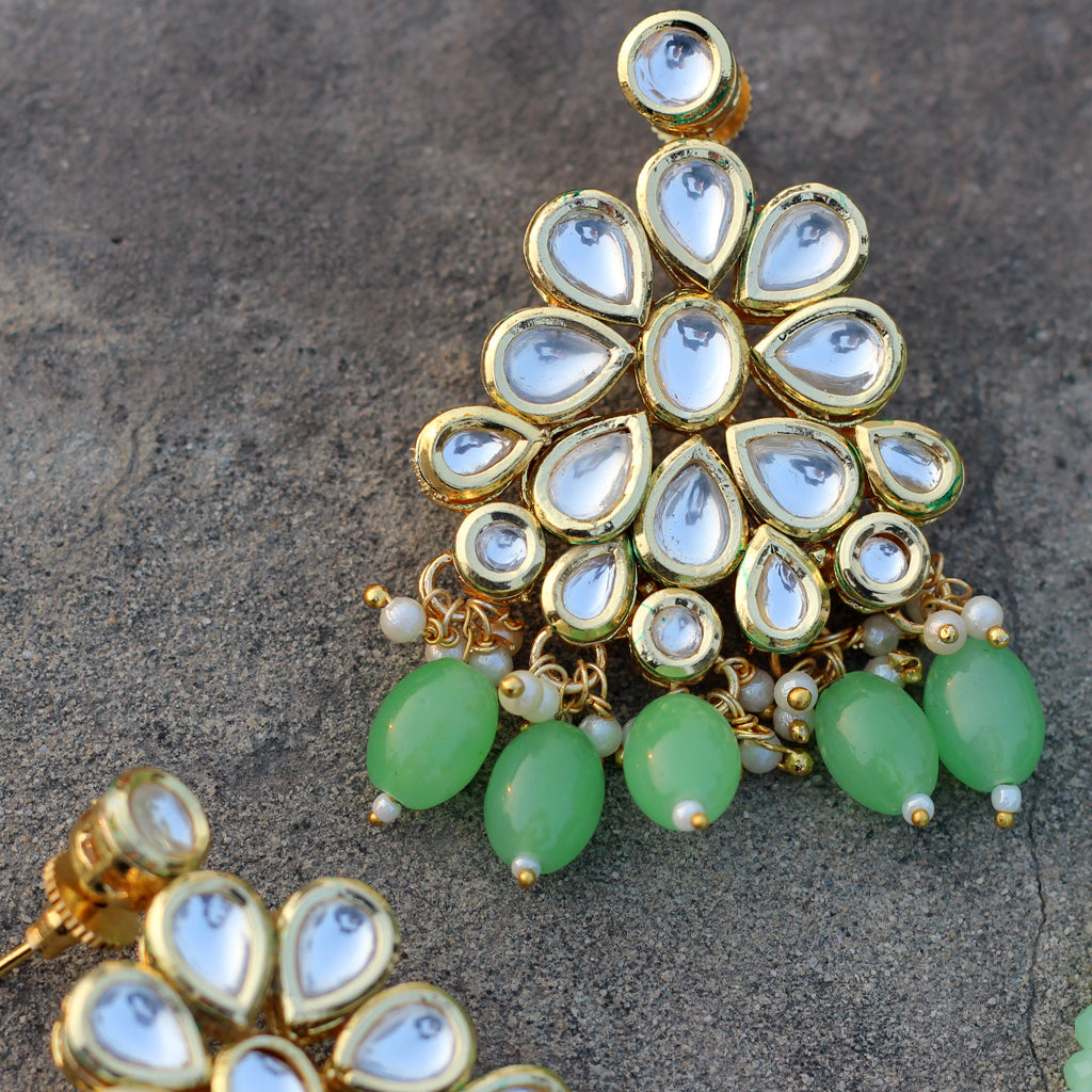 Light Green Kundan Drop Earring