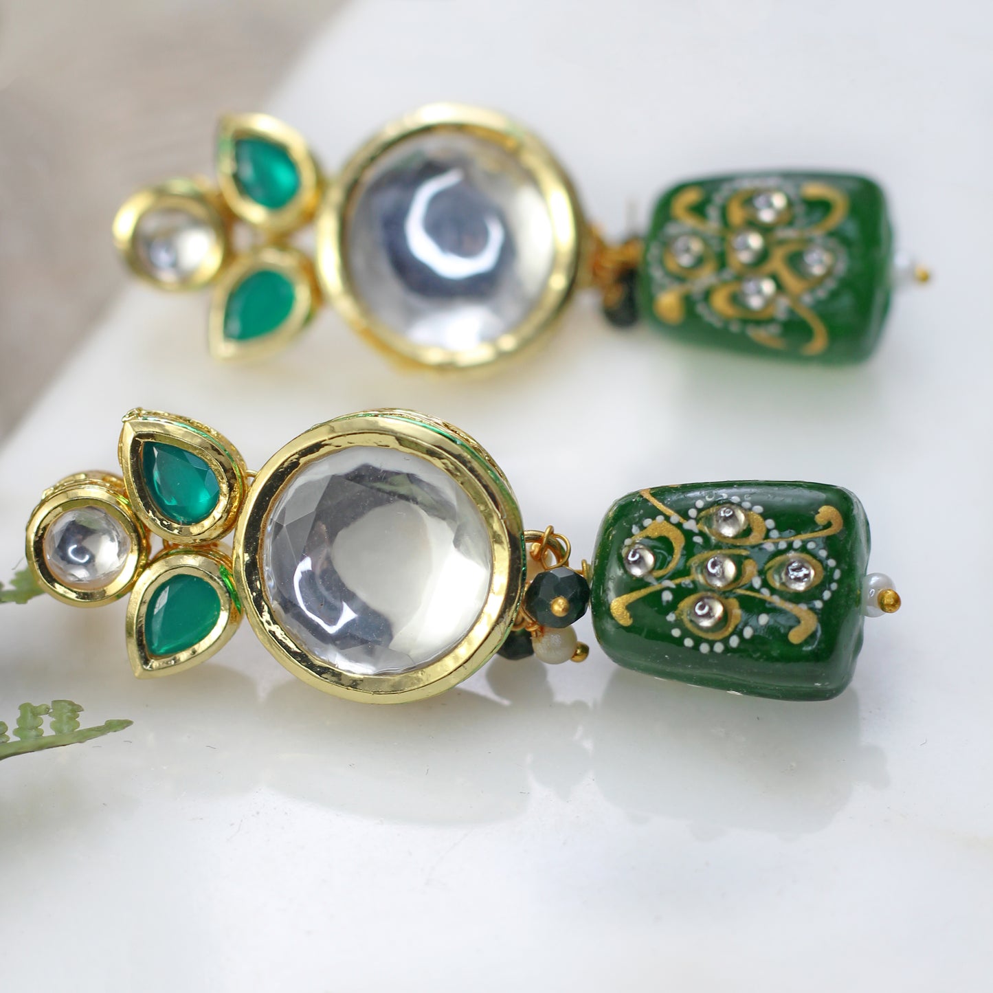 Green Statement Kundan Earring