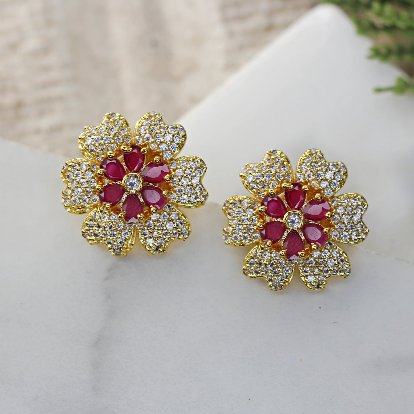 Flower Stud Earring with Interchangeable Colour Options