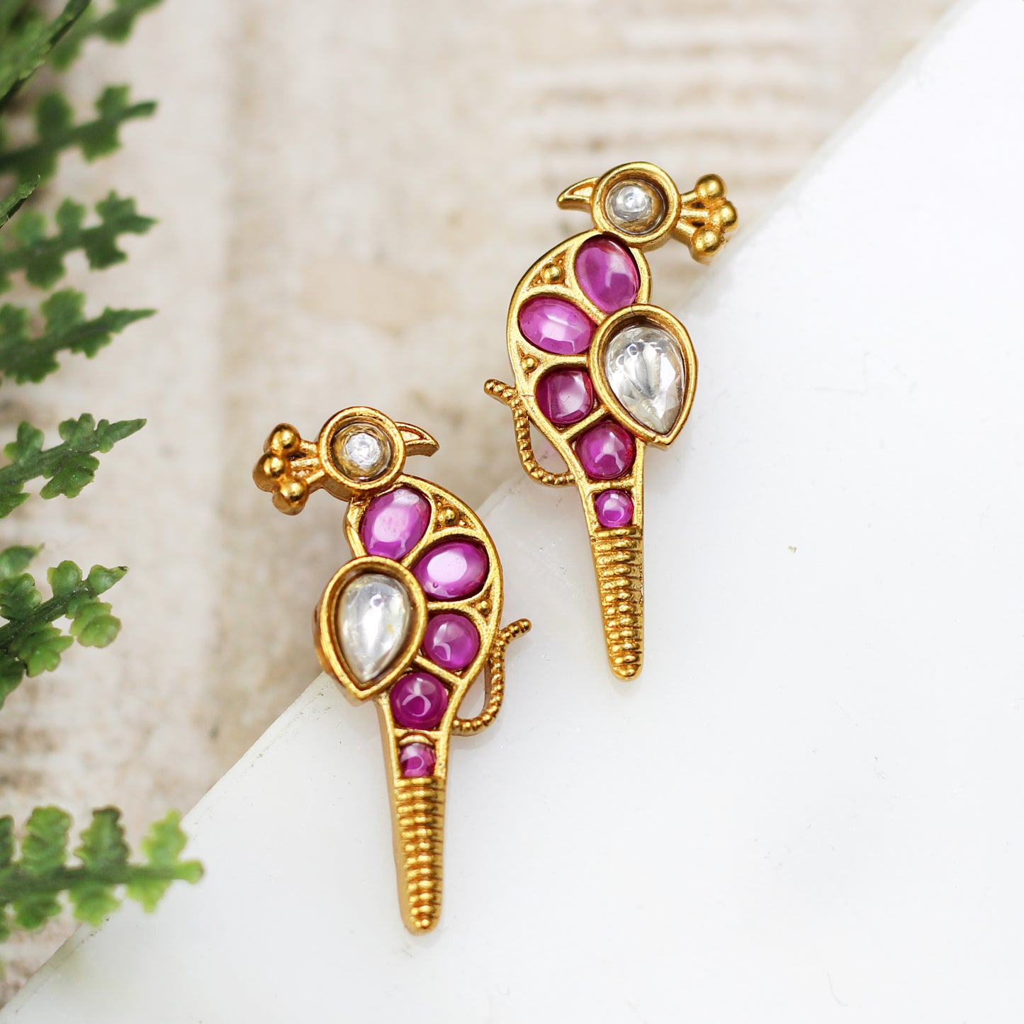 Ruby Bird Stud Earring