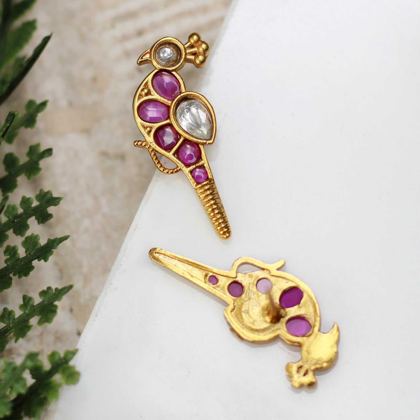 Ruby Bird Stud Earring