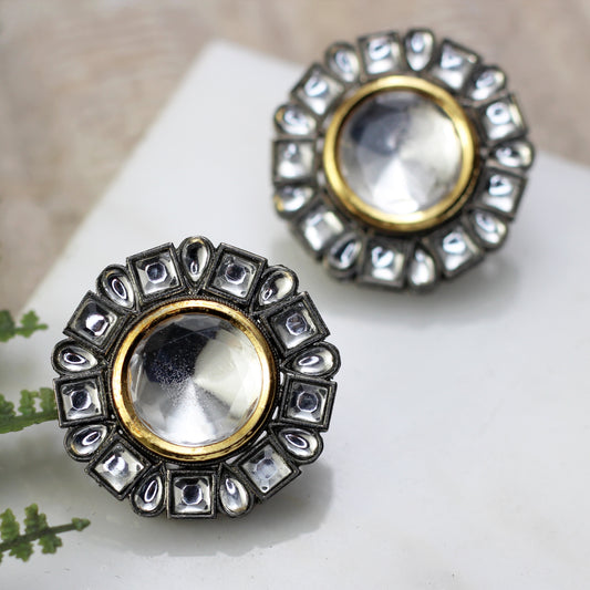 Black / Gold Statement Stud Earring