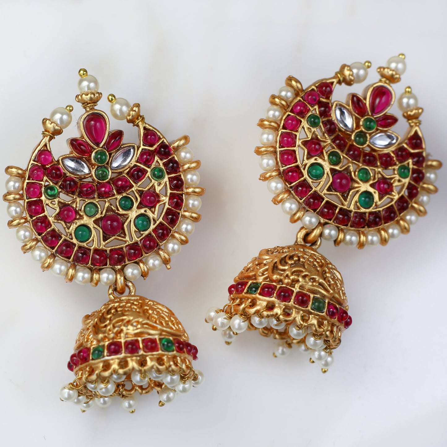 Ruby / Green Statement Jhumke I Earring