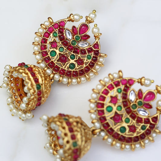 Ruby / Green Statement Jhumke I Earring