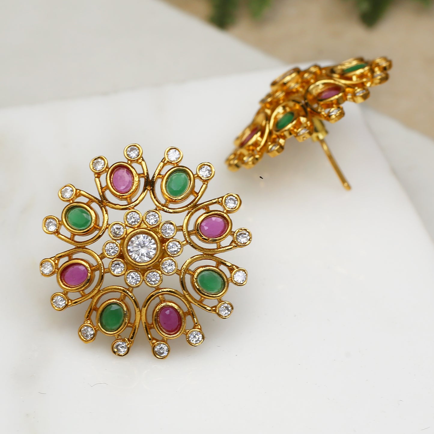 Pink / Green Stud Earring