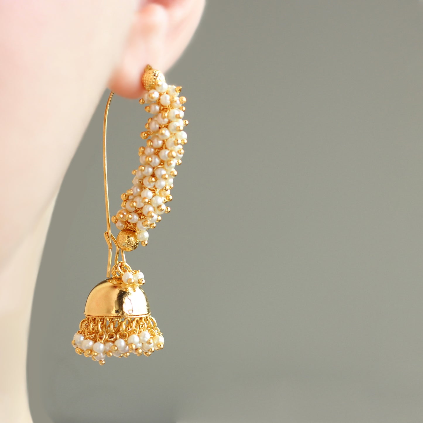 Gold Pearl Cluster Jhumke I Earring