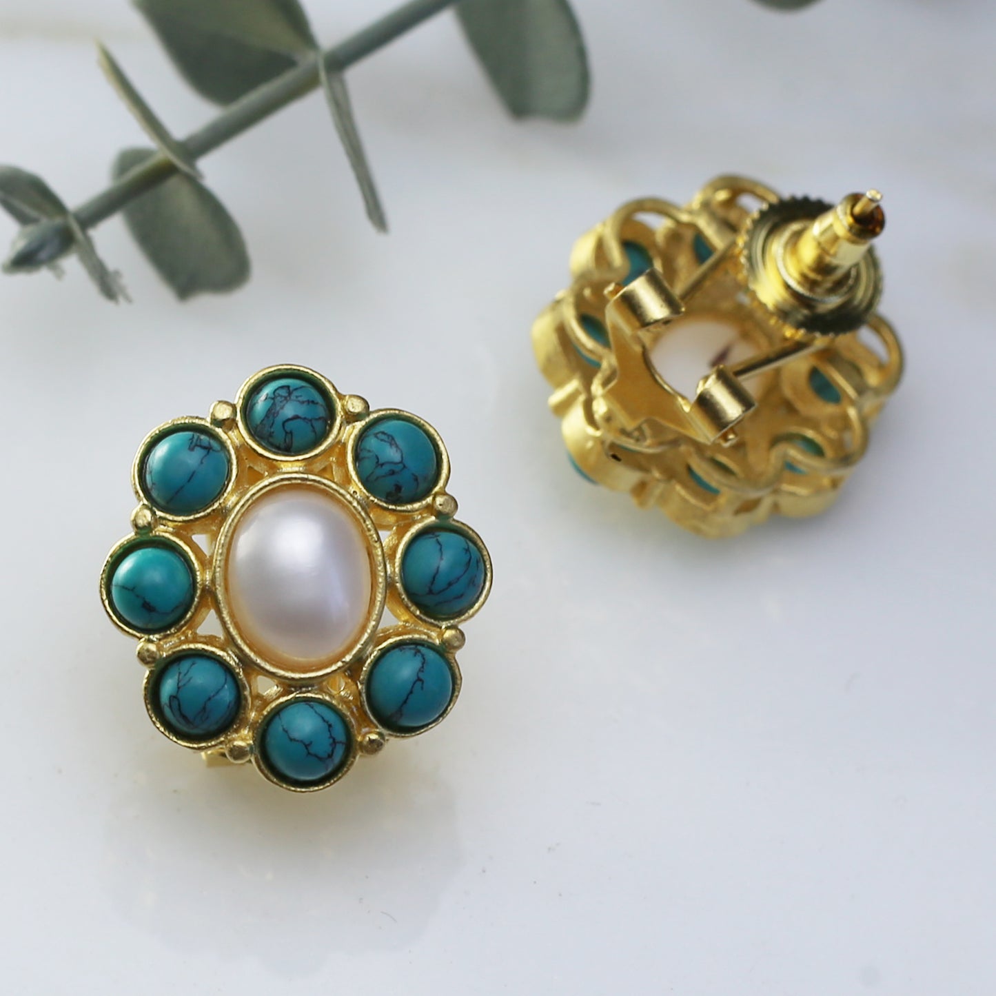 Turquoise Flower Stud Earring