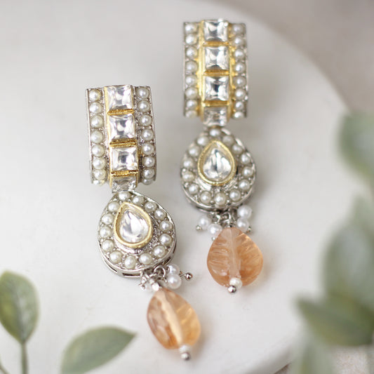 Peach Statement Pearl Drop Earring