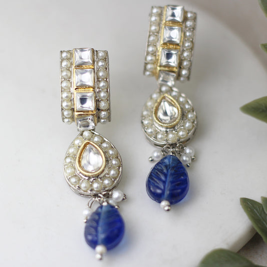 Blue Statement Pearl Drop Earring